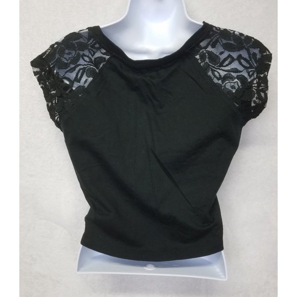 Forever 21 Women's Top Cropped Lace Black Medium - Picture 6 of 7